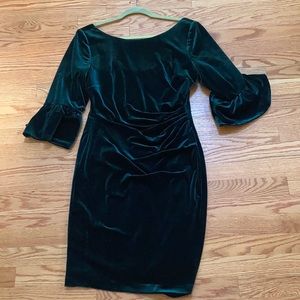 Vince Camuto green suede cocktail dress
